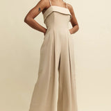 Nobody's Child Cream Linen-blend Roxy Jumpsuit