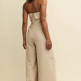 Nobody's Child Cream Linen-blend Roxy Jumpsuit