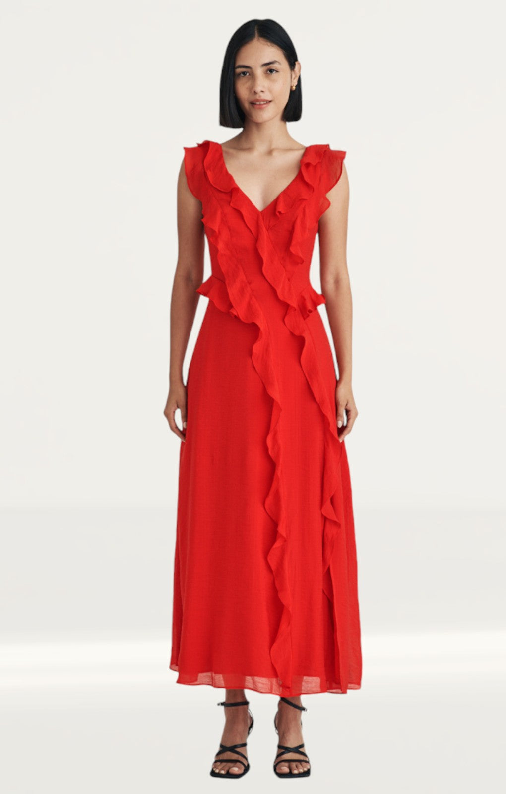 Nobody's Child Red Ruffle Violetta Midi Dress