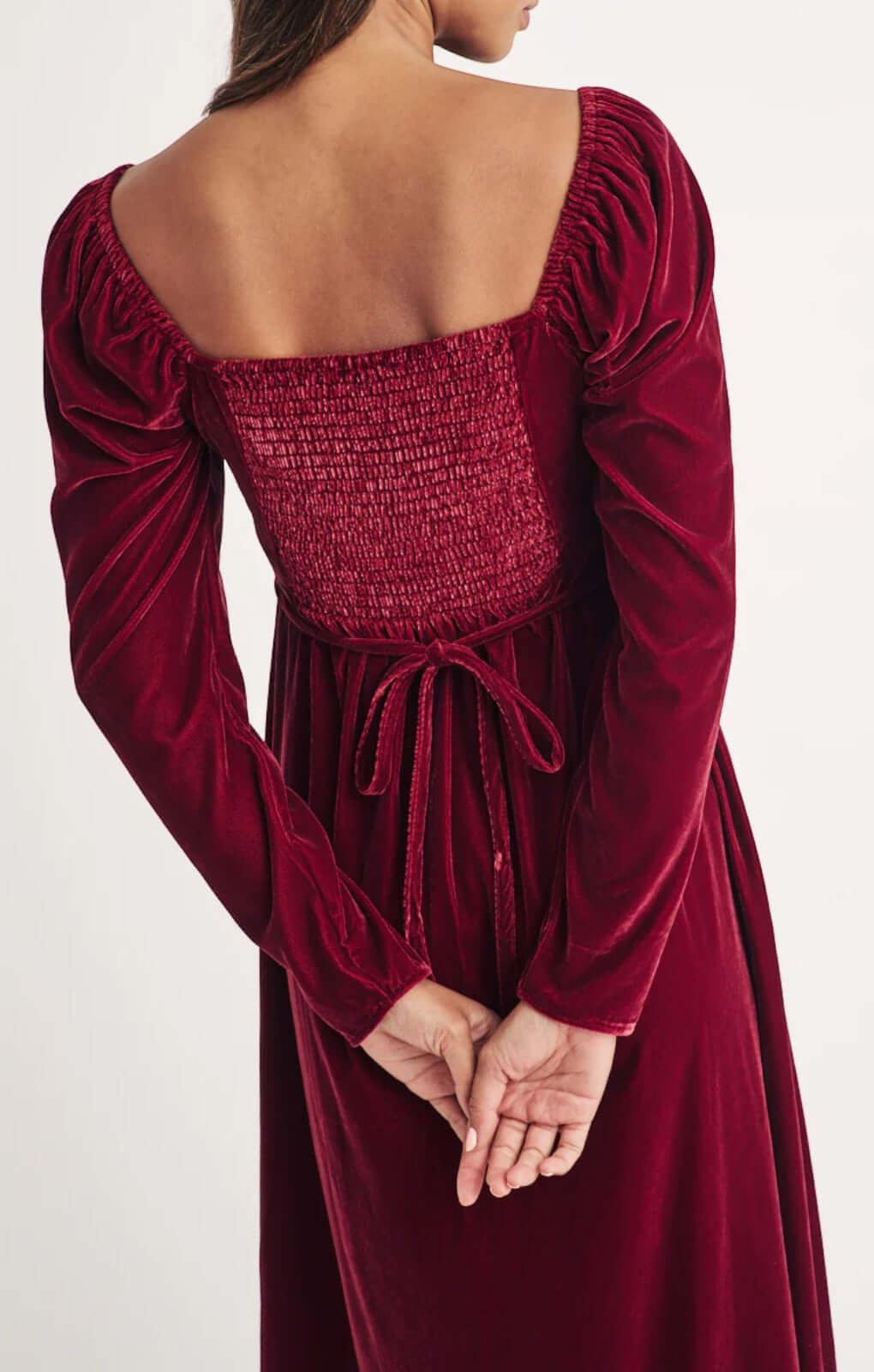 Nobody's Child Burgundy Puff Sleeve Abby Midi Dress