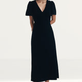 Nobody's Child Black Velvet Atlas Midi Dress