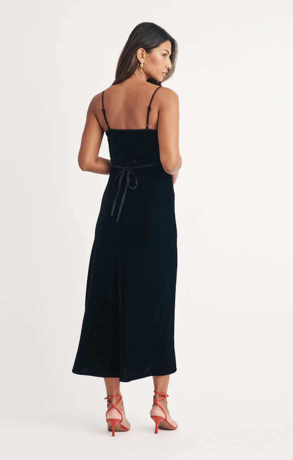 Nobody's Child Black Velvet Cowl Neck Trixie Midi Dress