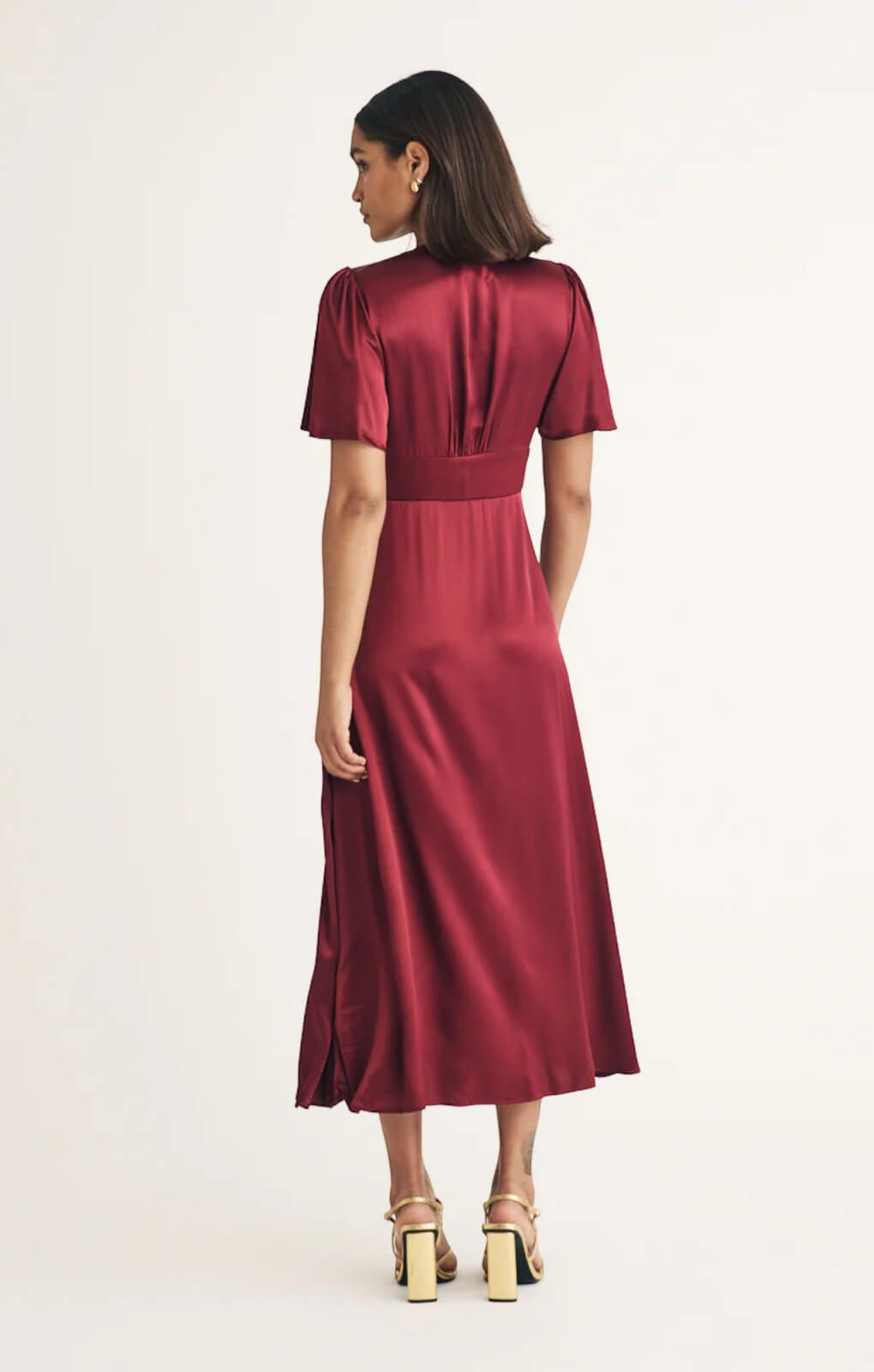 Nobody's Child Red Satin Erin Midi Dress