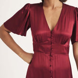 Nobody's Child Red Satin Erin Midi Dress