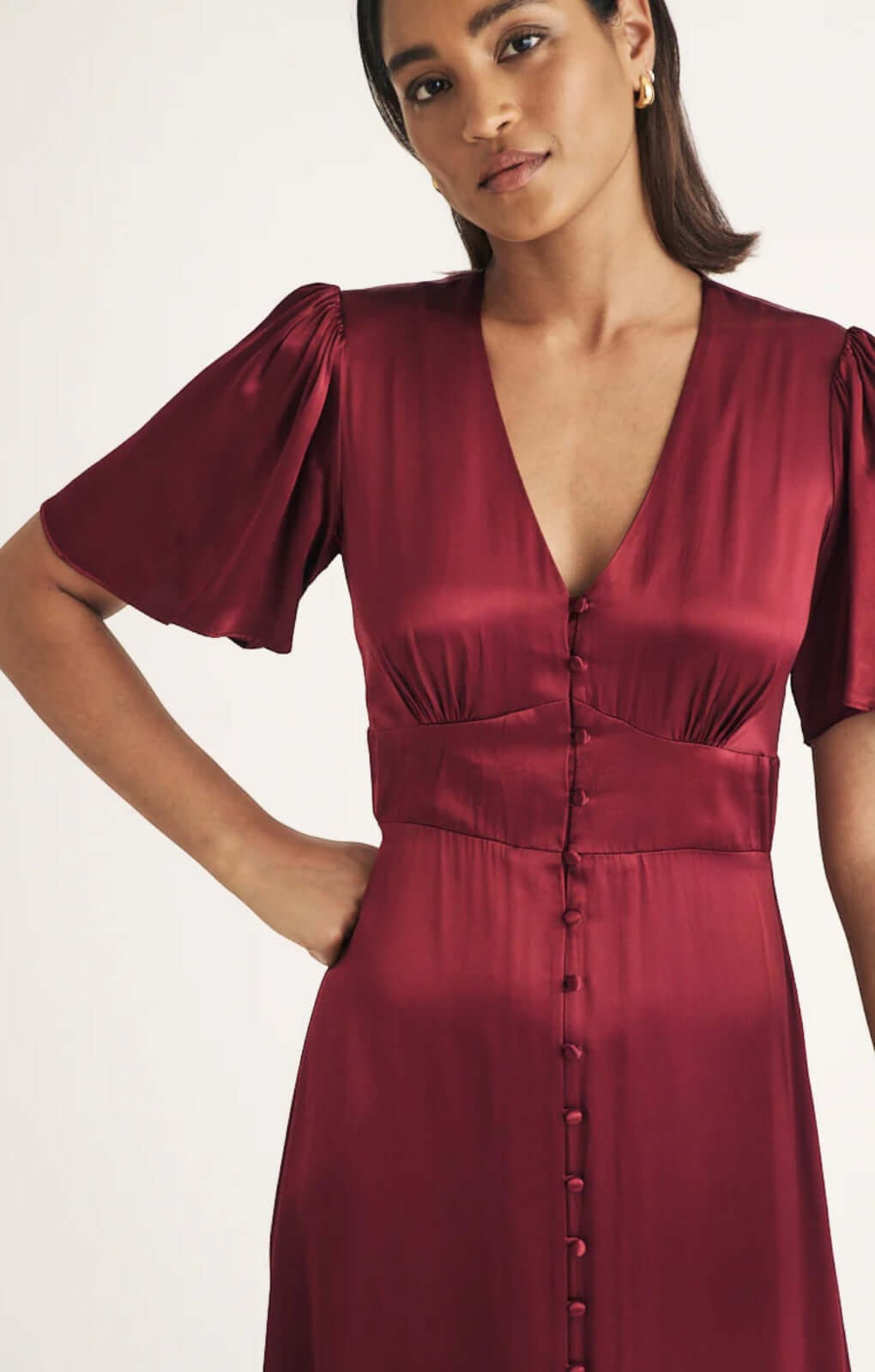 Nobody's Child Red Satin Erin Midi Dress