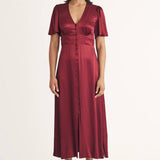 Nobody's Child Red Satin Erin Midi Dress