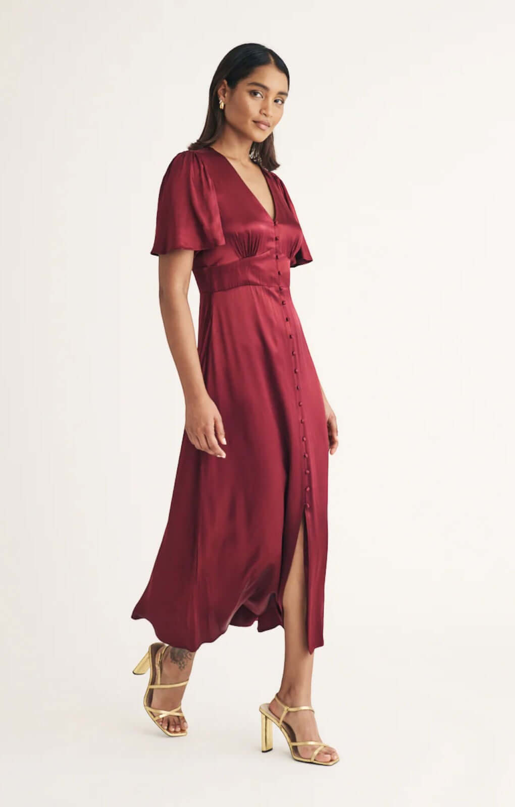 Nobody's Child Red Satin Erin Midi Dress