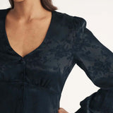 Nobody's Child Black Floral Jacquard Tasha Midi Dress