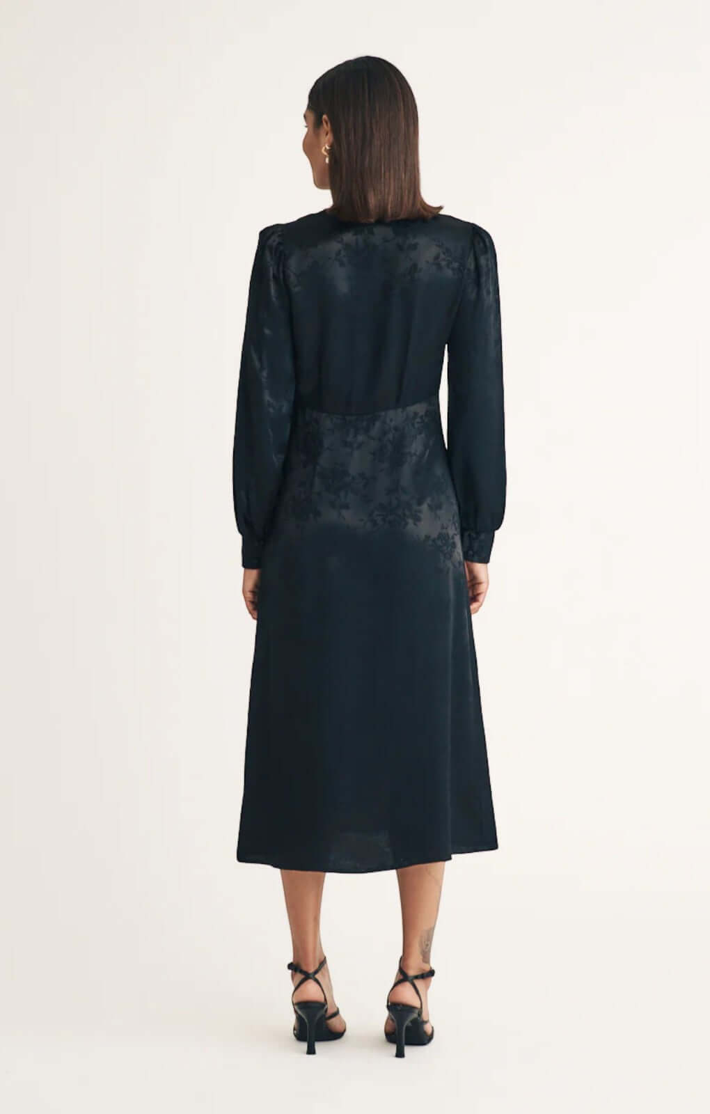 Nobody's Child Black Floral Jacquard Tasha Midi Dress