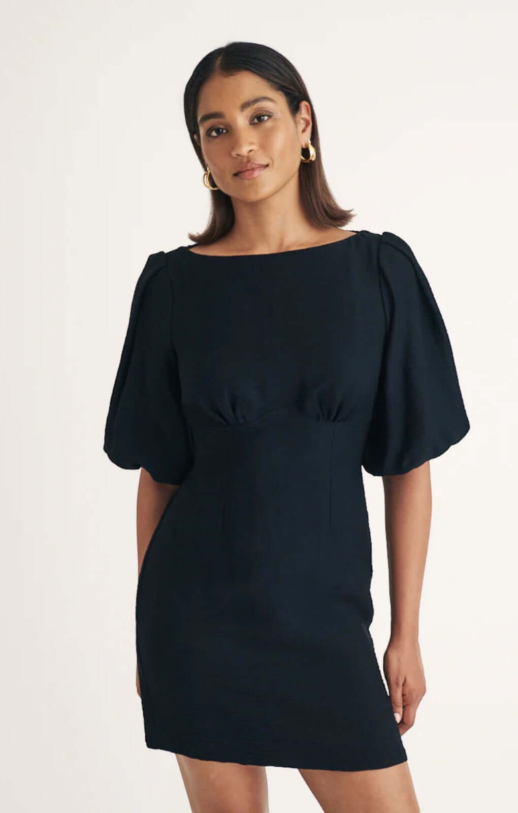Nobody's Child Black Puff Sleeve Hannah Mini Dress