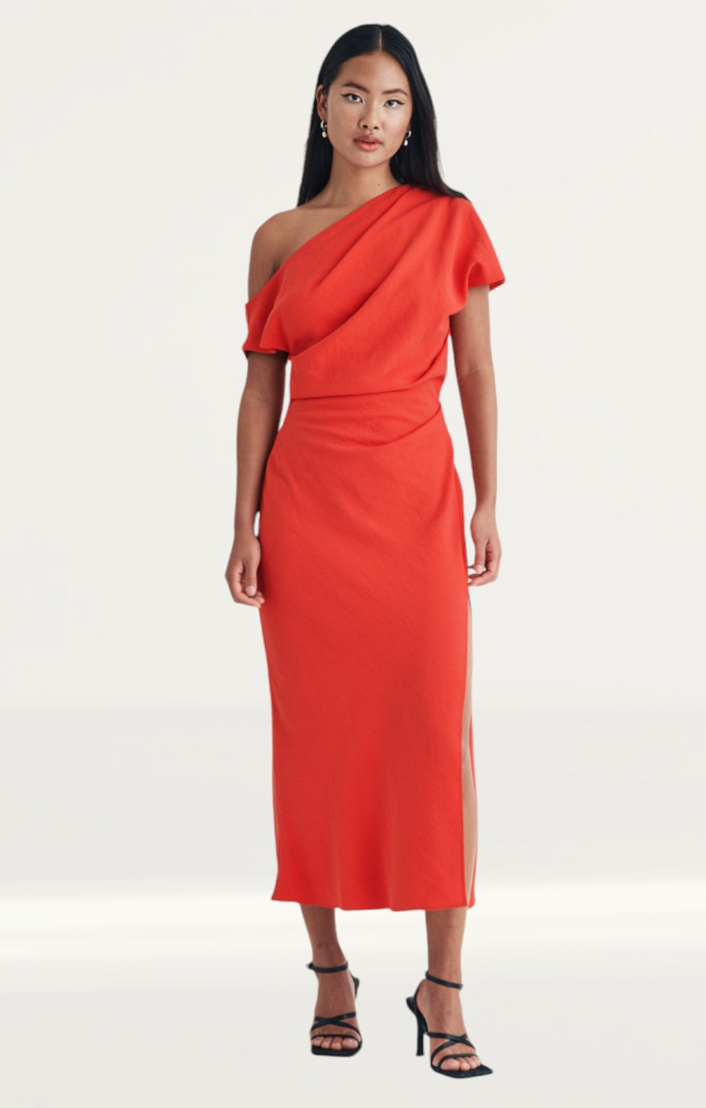 Rent Nobody's Child Red Draped Off Shoulder Katty Midi Dress | Hirestreet Rent Nobody's Child Red Draped Off Shoulder Katty Midi Dress | Hirestreet