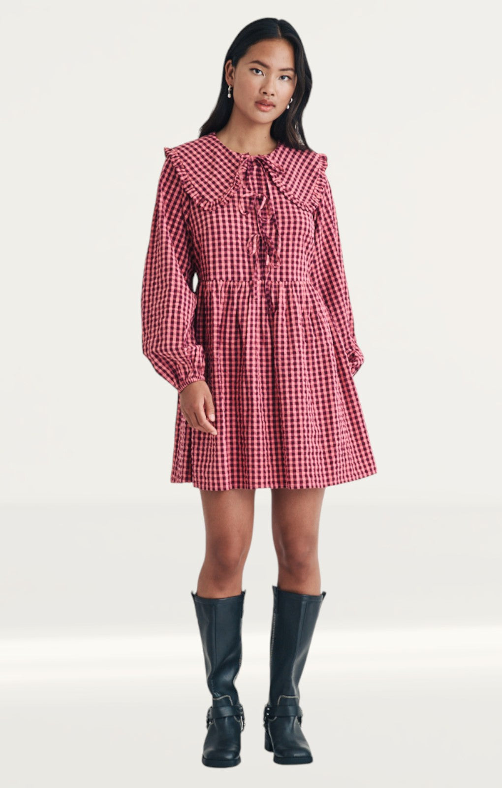 Nobody's Child Pink Gingham Peter Pan Collar Blaze Mini Dress