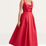 Nobody's Child Red Satin Bow Front Milda Dress