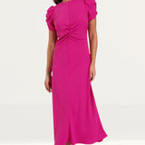 Nobody's Child Pink Shirred Naomi Midi Dress