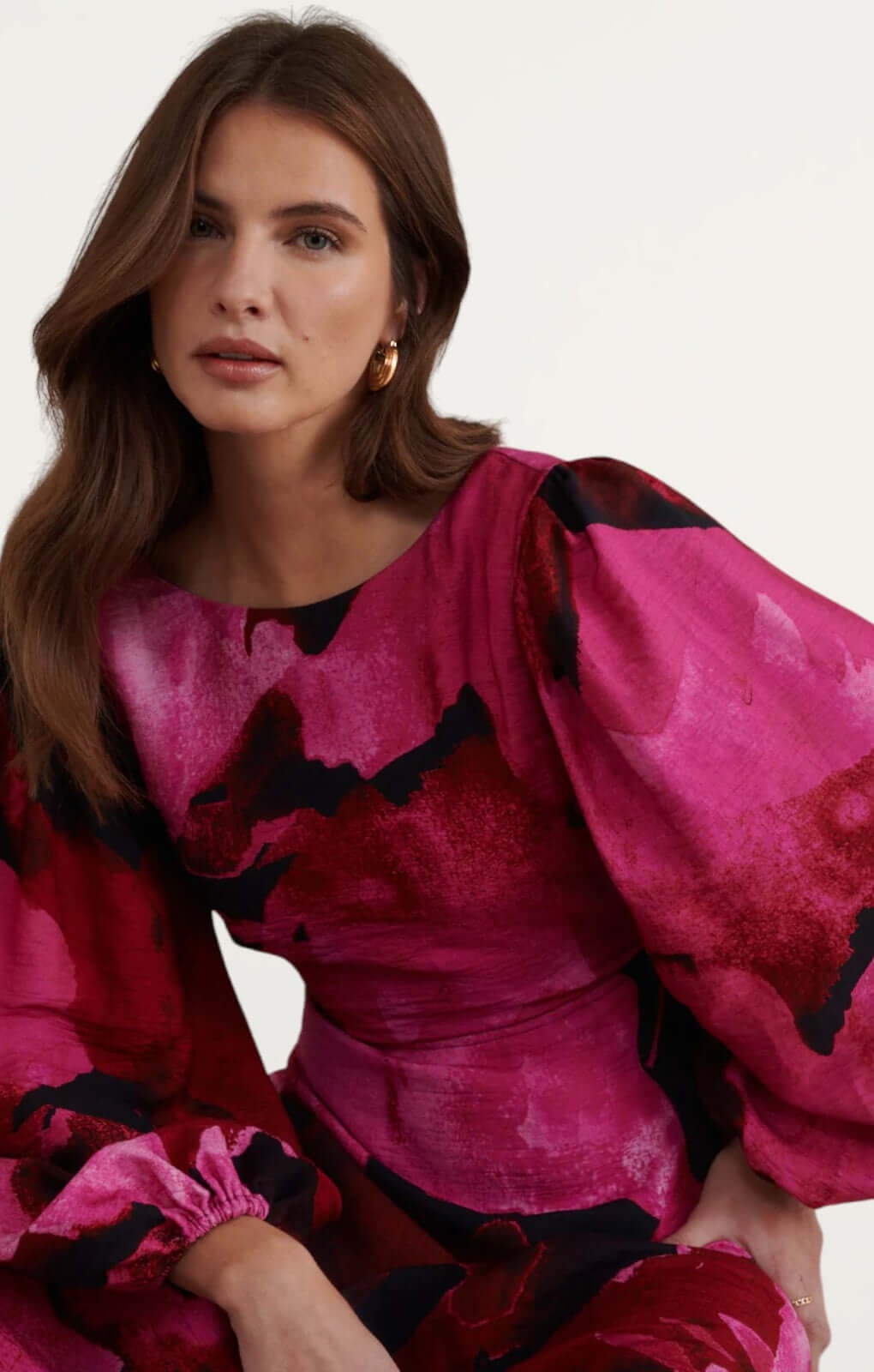 Nobody's Child Pink Watercolour Floral Zora Midi Dress