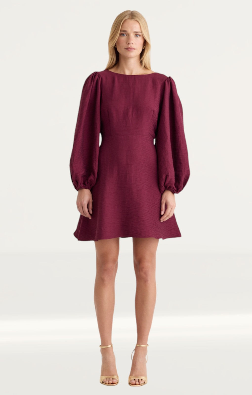 Nobody's Child Burgundy Balloon Sleeve Zora Mini Dress