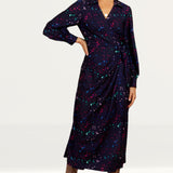 Little Mistress Navy Star Print Midaxi Mock Wrap Dress By Vogue Williams