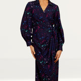 Little Mistress Navy Star Print Midaxi Mock Wrap Dress By Vogue Williams