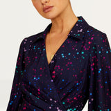 Little Mistress Navy Star Print Midaxi Mock Wrap Dress By Vogue Williams