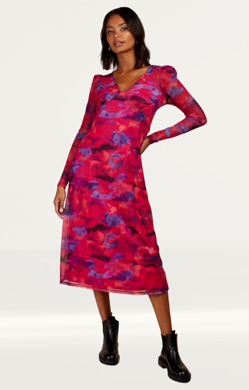 Little Mistress Watercolour Print Sheer Midaxi Dress by Vogue Williams