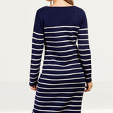 Little Mistress Navy Stripe Knit Midi Dress by Vogue Williams