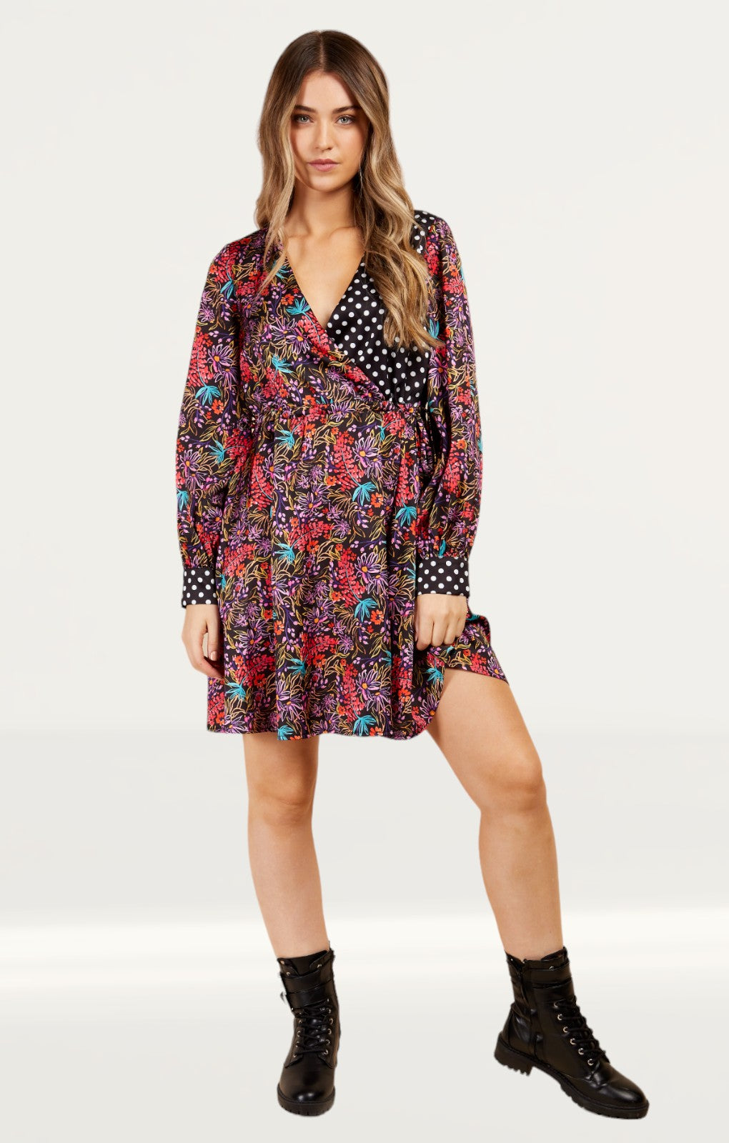 Little Mistress Floral And Spot Print Mini Dress by Vogue Williams