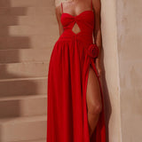 Runaway the Label Danika Slit Red Maxi Dress