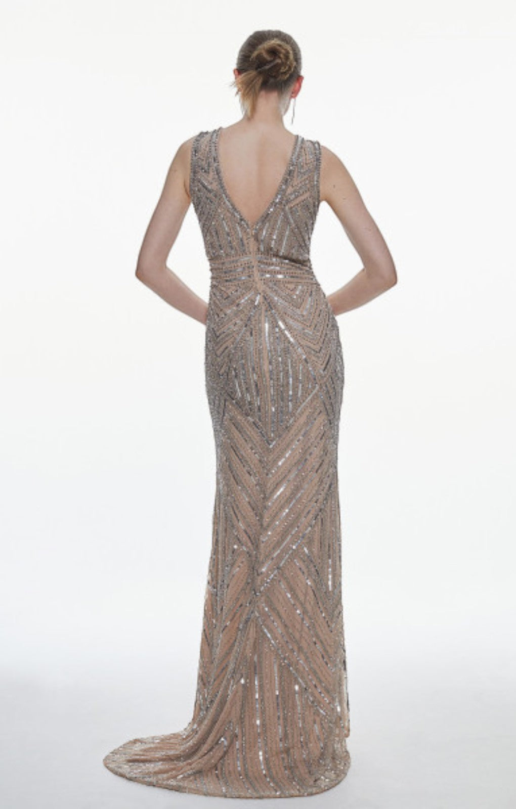 Karen Millen Deco Crystal Embellished Front Slit Dress – dresses by Karen Millen, available to rent from Hirestreet