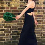 Topshop Scallop Edge Maxi Dress In Black