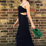 Topshop Scallop Edge Maxi Dress In Black