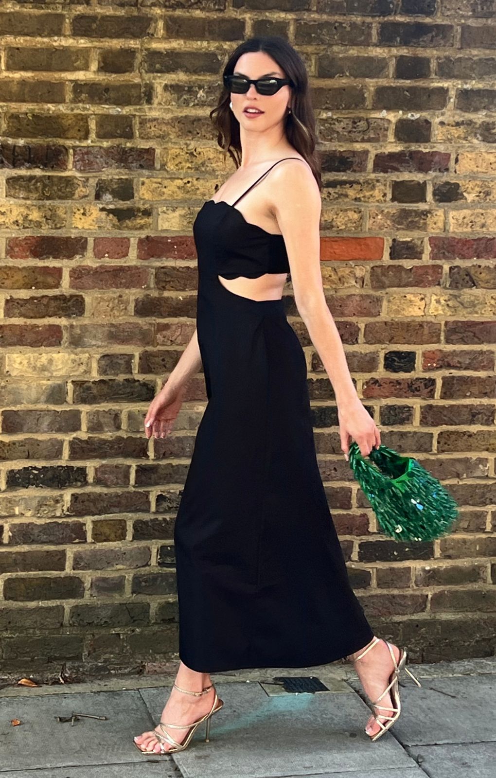 Topshop Scallop Edge Maxi Dress In Black