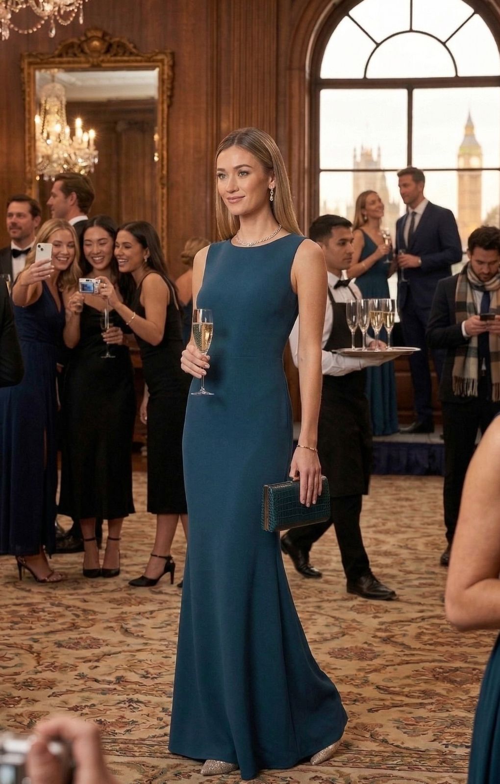 Rent Dress The Population Leighton Peacock Blue Maxi Dress