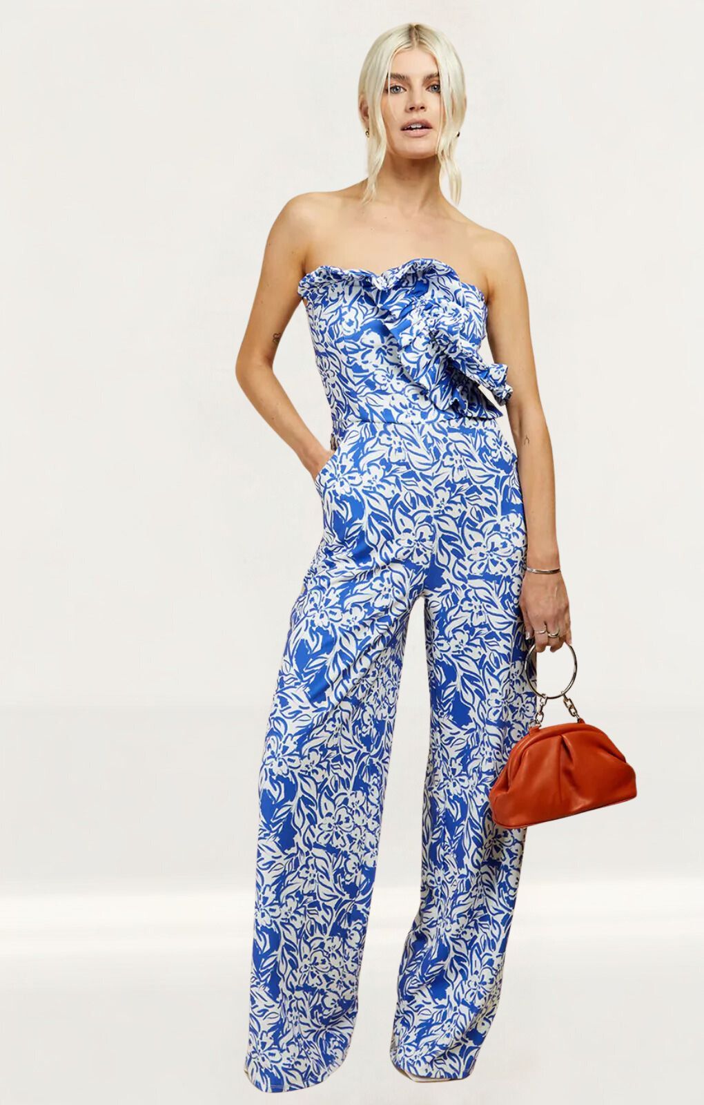 Little Mistress Blue Floral Print Jumpsuit