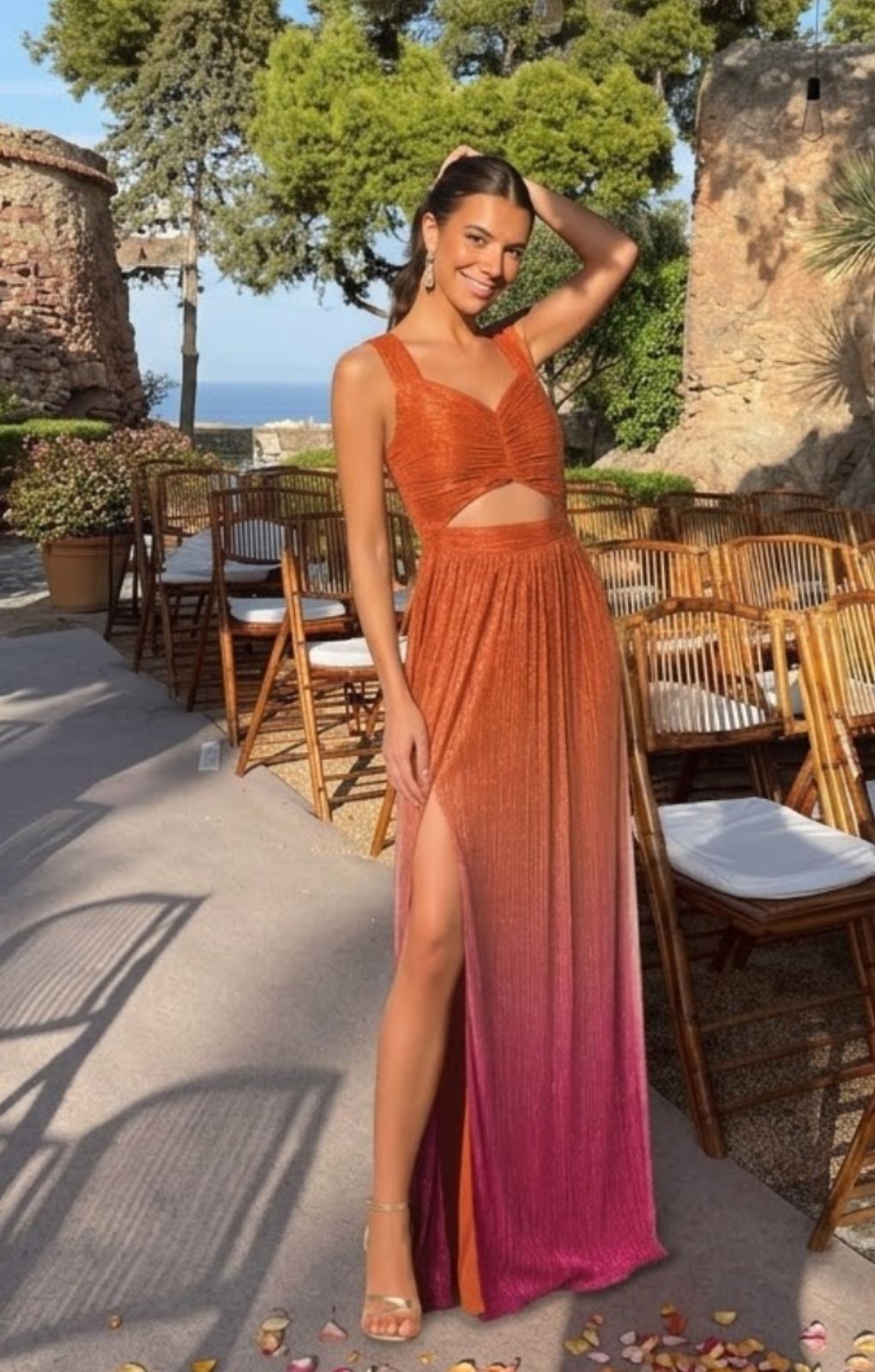 Rent Dress The Population Meredith Orange Cutout Maxi Dress
