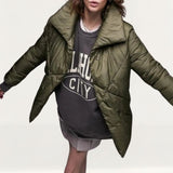 Topshop Mid Length Tie Belted Puffer Jacket In Forest Green