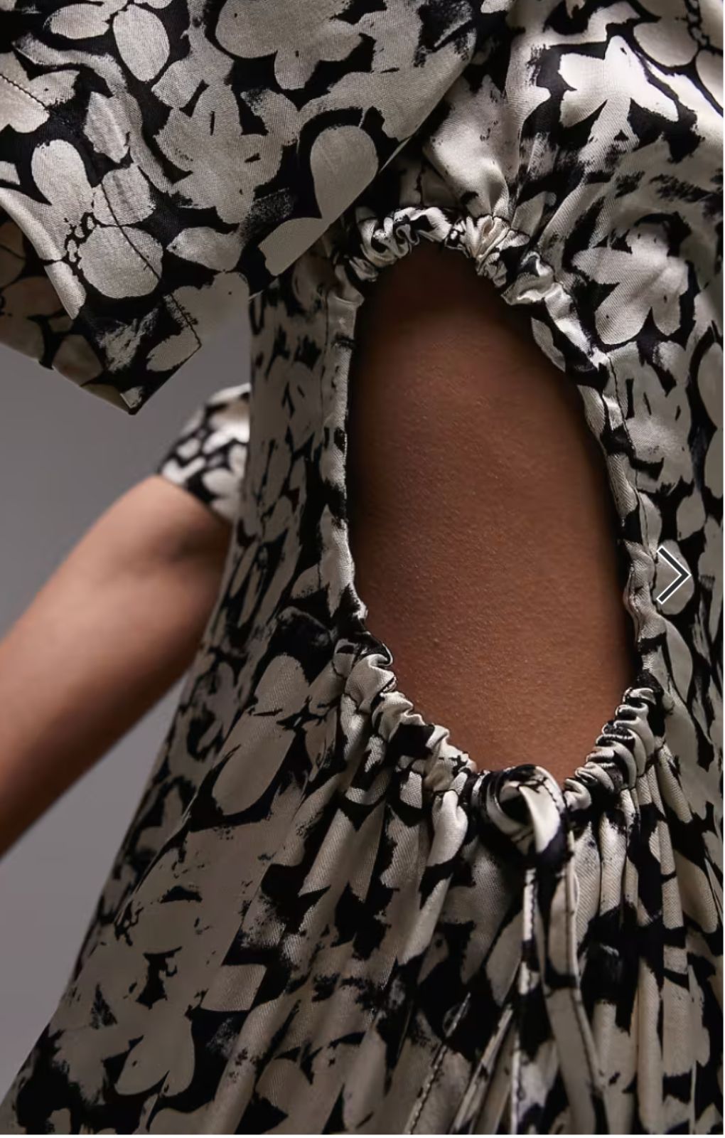 Topshop Floral Cut Out Midi Dress In Mono