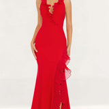 Dress The Population Kathleen Tie Neck Rouge Maxi Dress
