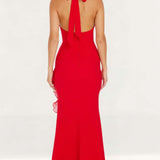 Dress The Population Kathleen Tie Neck Rouge Maxi Dress