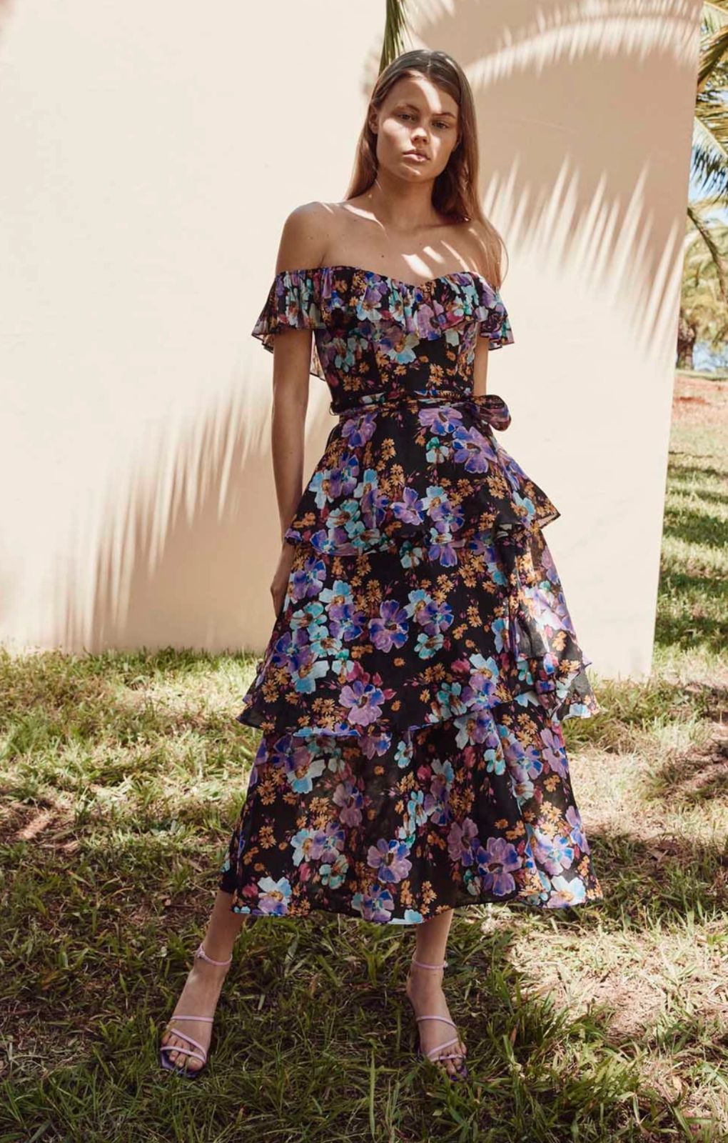 Talulah Evolet Floral Tiered Midi Dress