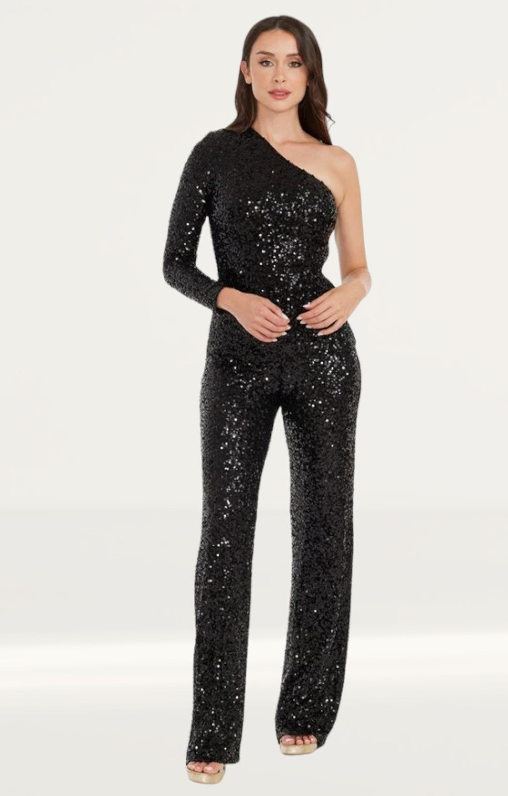 Dress The Population Easton Black Sequin Jumpsuit Dress The Population Easton Black Sequin Jumpsuit