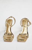 Glamorous Gold Strappy Bow Barely There Heels