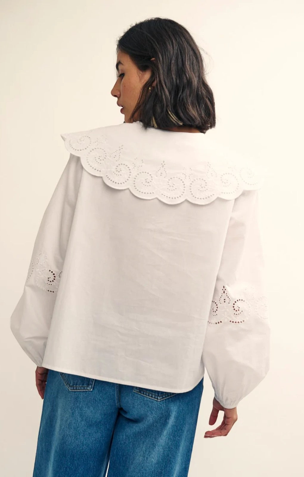 Nobody's Child Fearne Cotton White Peter Pan Collar Broderie Blouse – tops by Nobody's Child, available to rent from Hirestreet