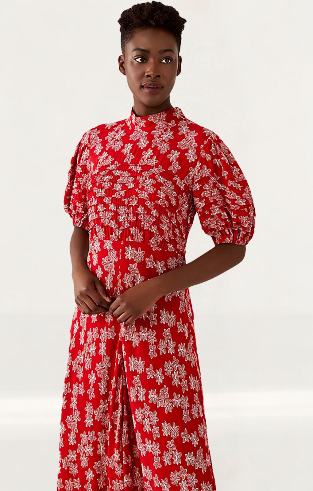Ghost Red Floral Jenna Midi Dress