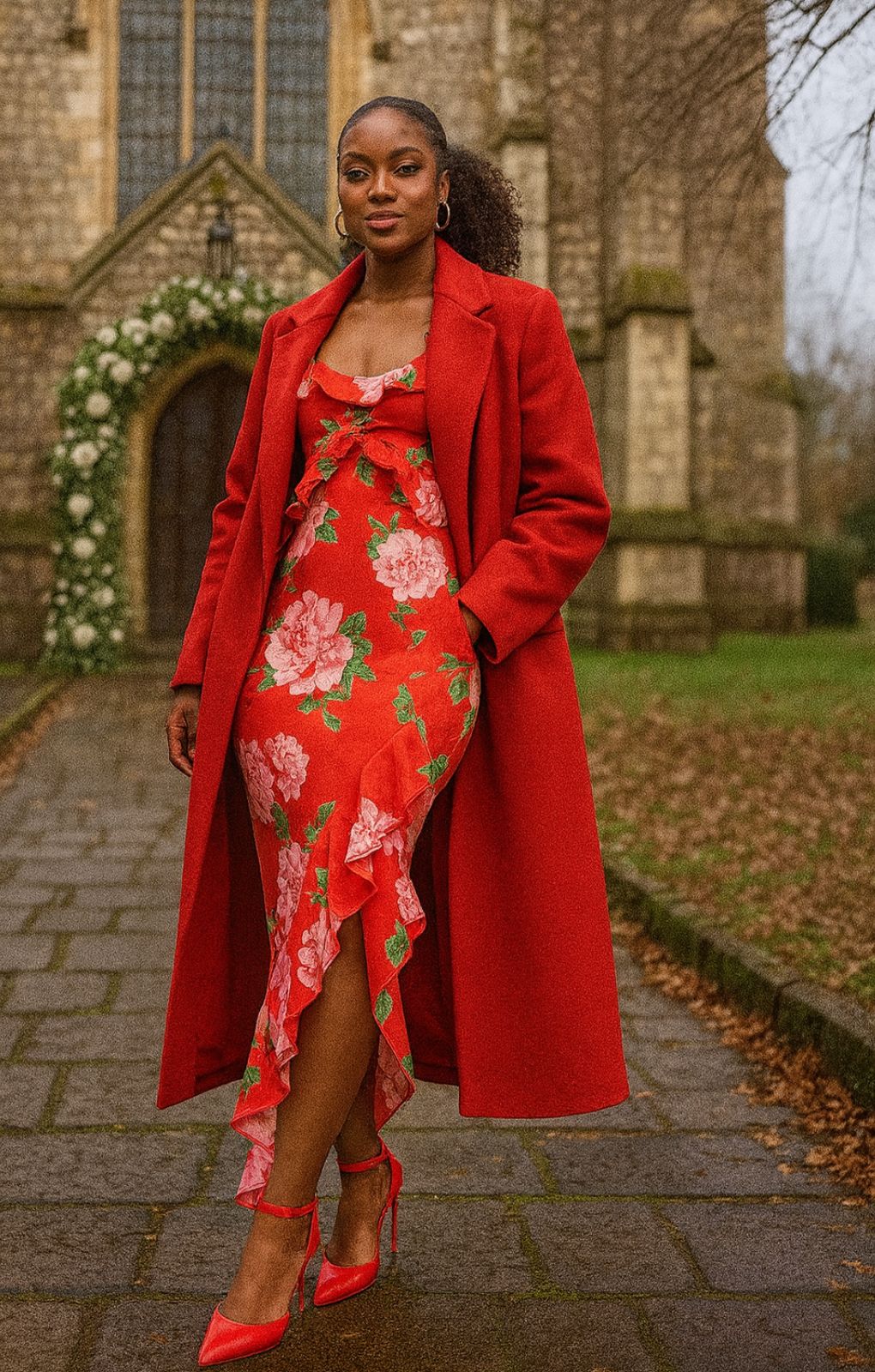 Rent Forever New Split Maxi Dress In Red Floral