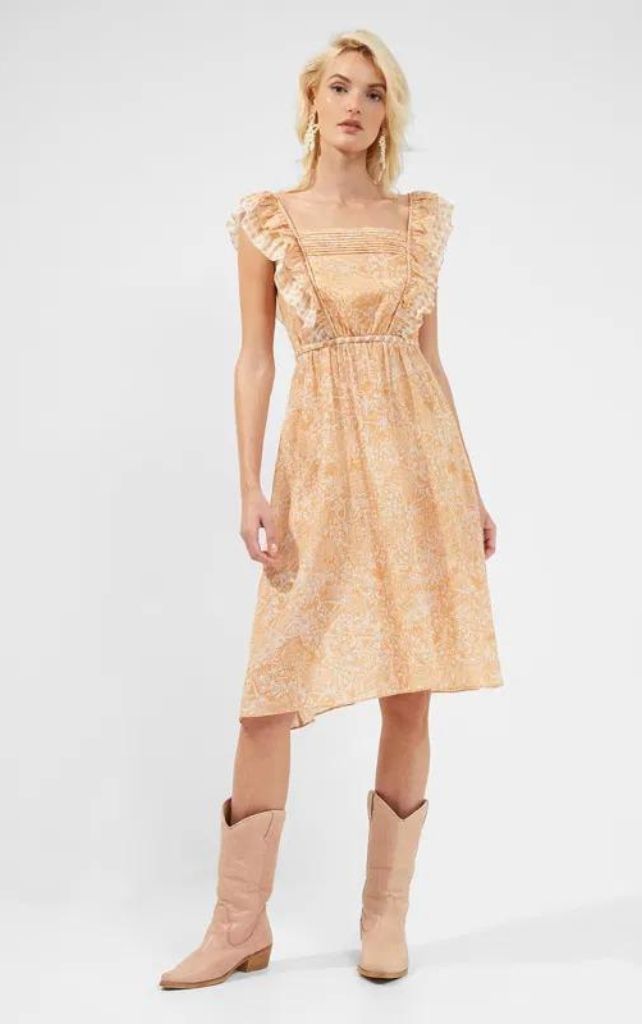 French Connection Adena Square-Neck Lurex Mini Dress
