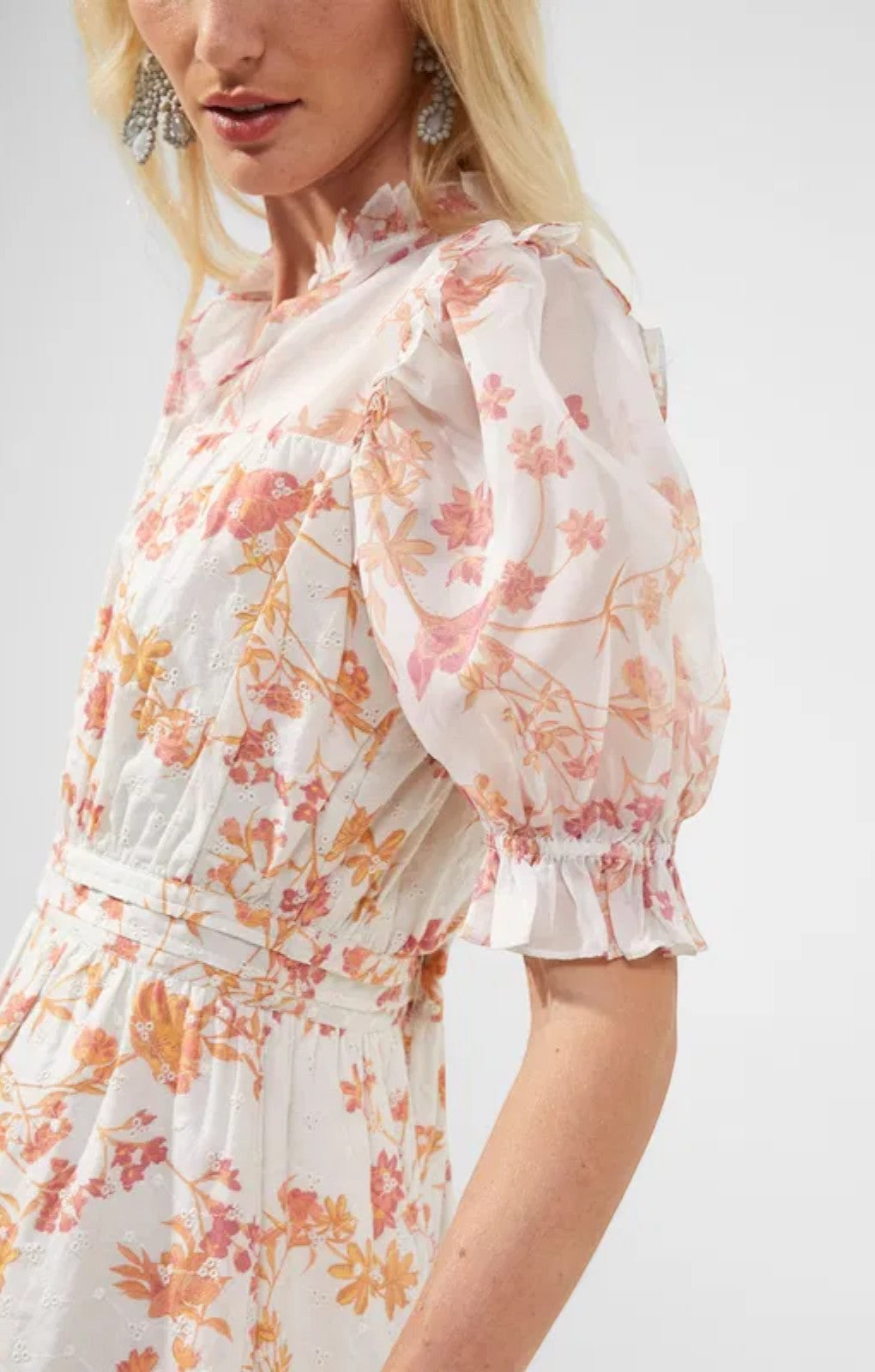 French Connection Diana Print Puff-Sleeve Dress – dresses by French Connection, available to rent from Hirestreet