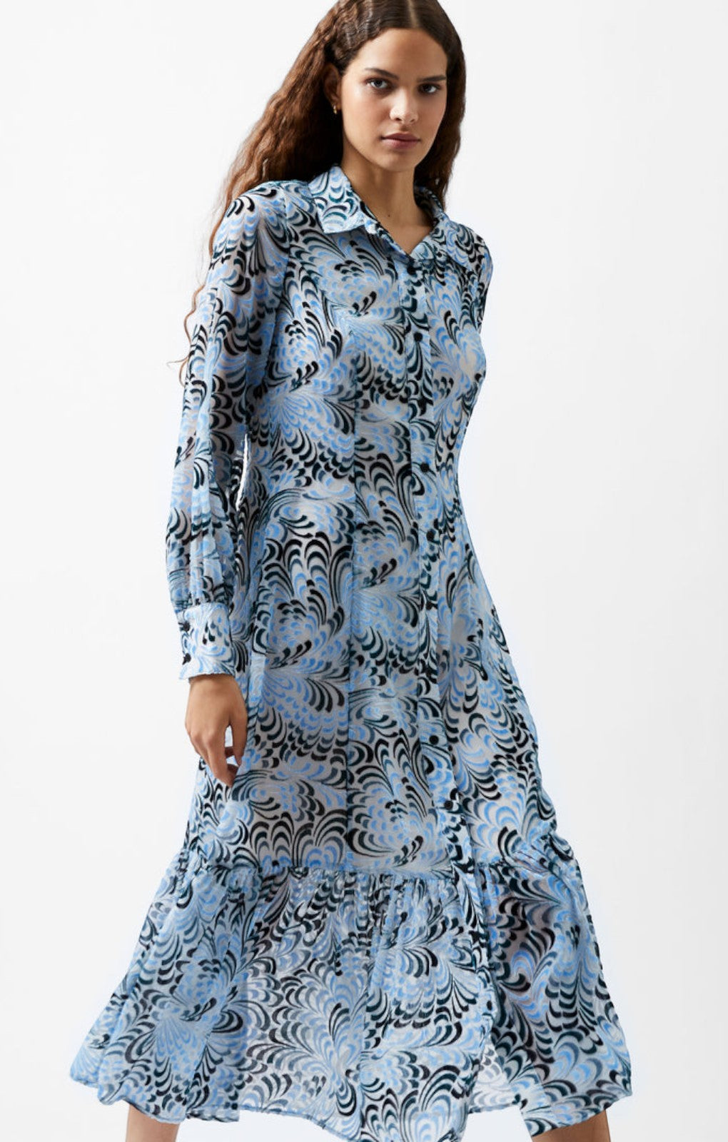 Rent French Connection Diandra Devore Maxi Dress Summer White/Blue