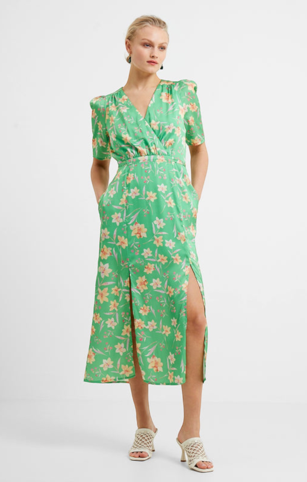 Rent French Connection Camille Wrap Midi Dress in Poise Green | Hirestreet Rent French Connection Camille Wrap Midi Dress in Poise Green | Hirestreet