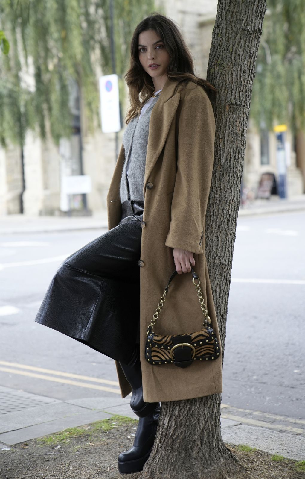 Topshop Smart Oversized Longline Coat In Camel