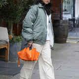 Topshop Reversible Collared Nylon Bomber Jacket With Stripe In Khaki